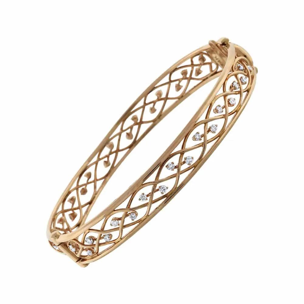1.00ct. Diamond Bracelet Set In 14k Rose Gold, Round Brilliant Cut