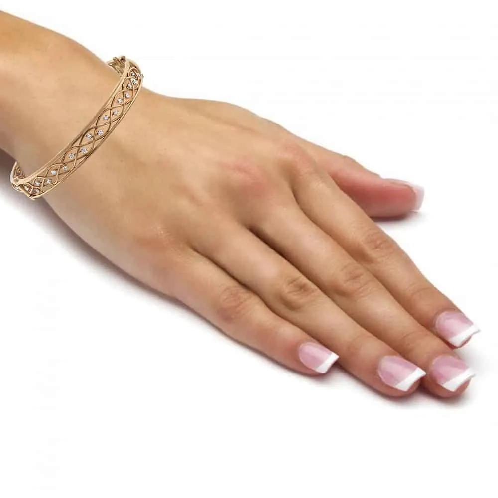 1.00ct. Diamond Bracelet Set In 14k Rose Gold, Round Brilliant Cut