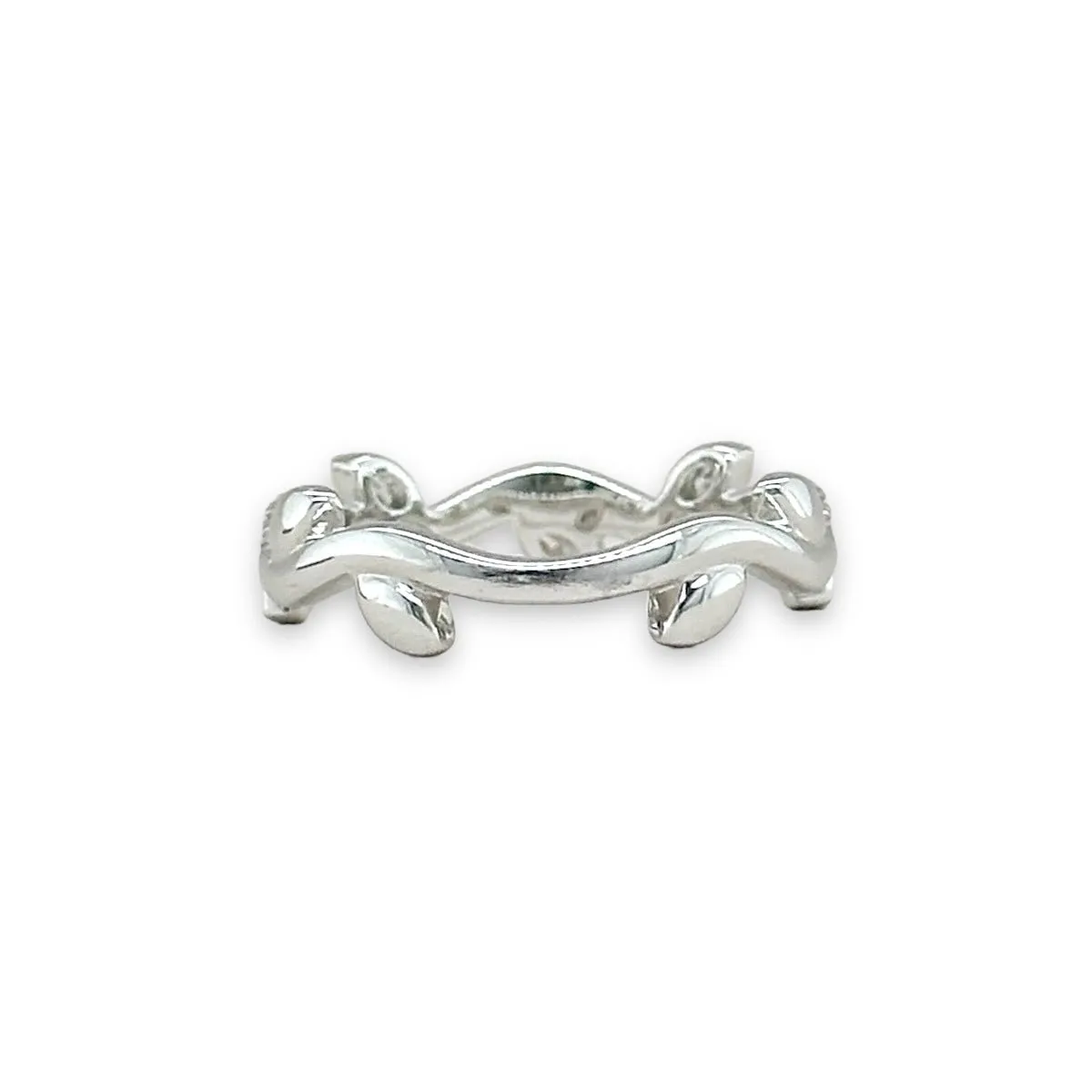 14K W Gold 0.40ctw G/SI1 Diamond Leaf Design Ring