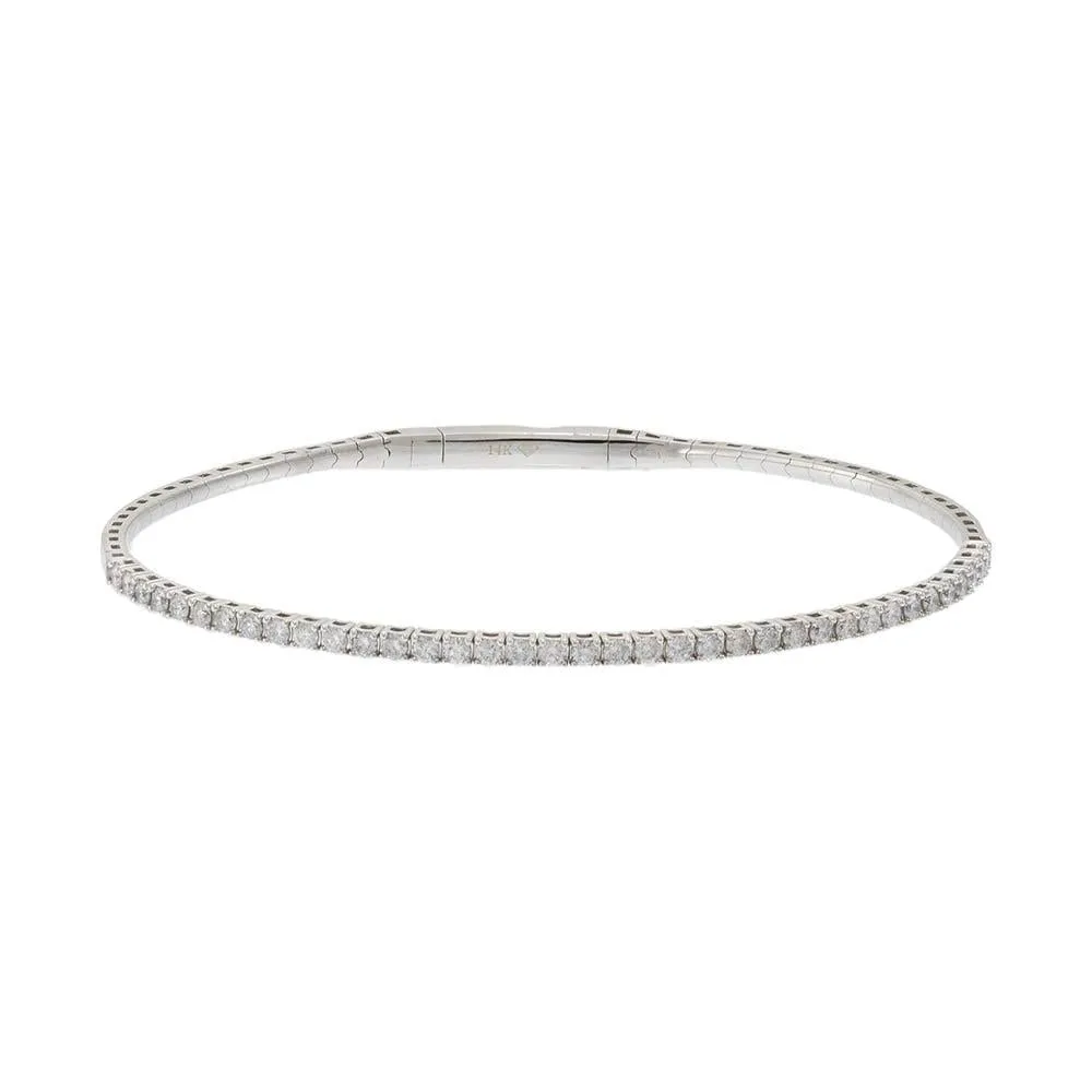 14KT White Gold 1.00ct Diamond Flex Bangle