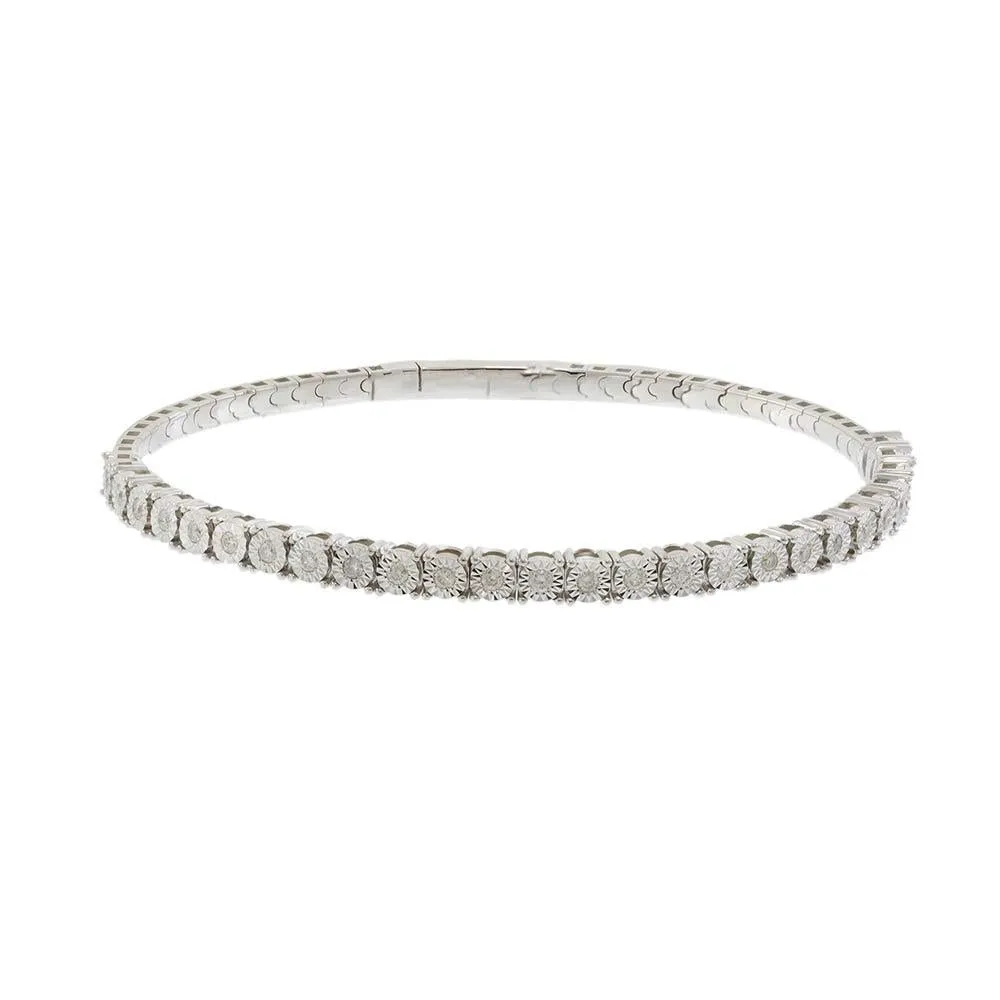 14KT White Gold .50ct Diamond Flex Bangle with Larger Settings