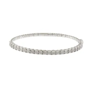 14KT White Gold .50ct Diamond Flex Bangle with Larger Settings