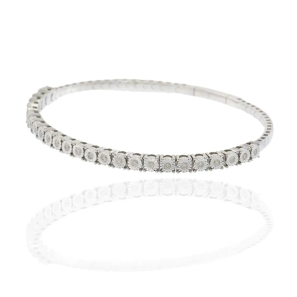 14KT White Gold .50ct Diamond Flex Bangle with Larger Settings