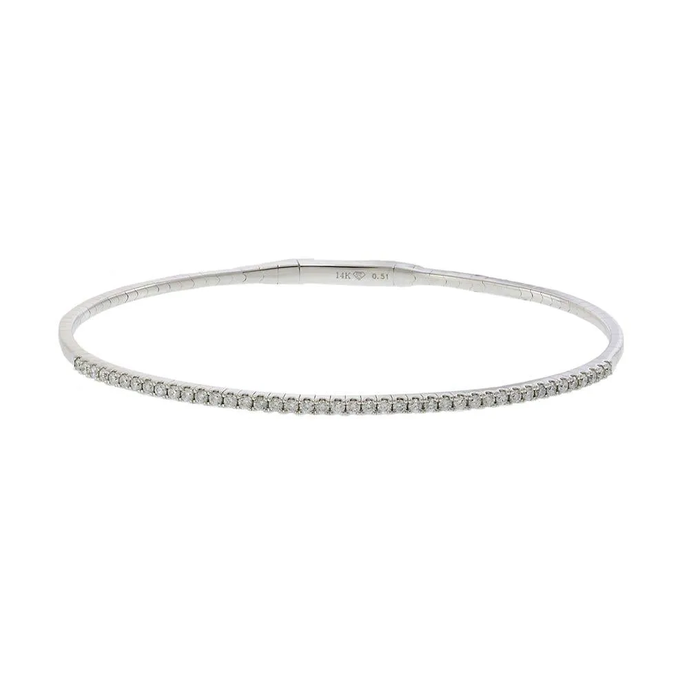 14KT White Gold .50ct Diamond Flex Bangle