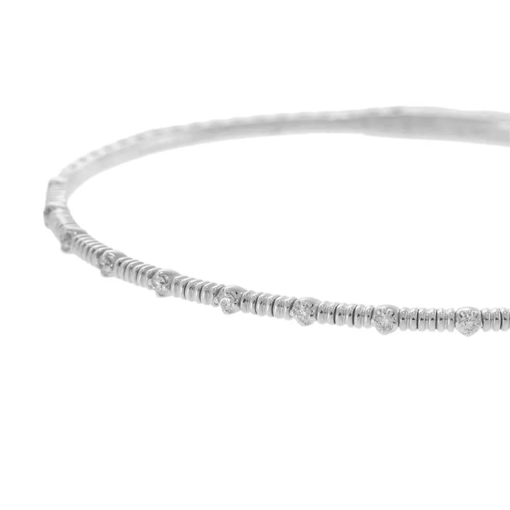 14KT White Gold Alternating Diamond Flex Bangle