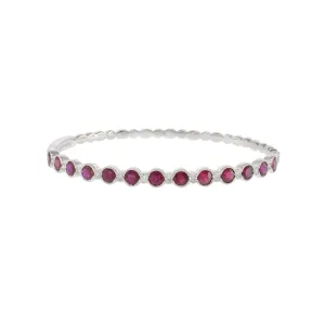 14KT White Gold Bezel Set Ruby and Diamond Bangle