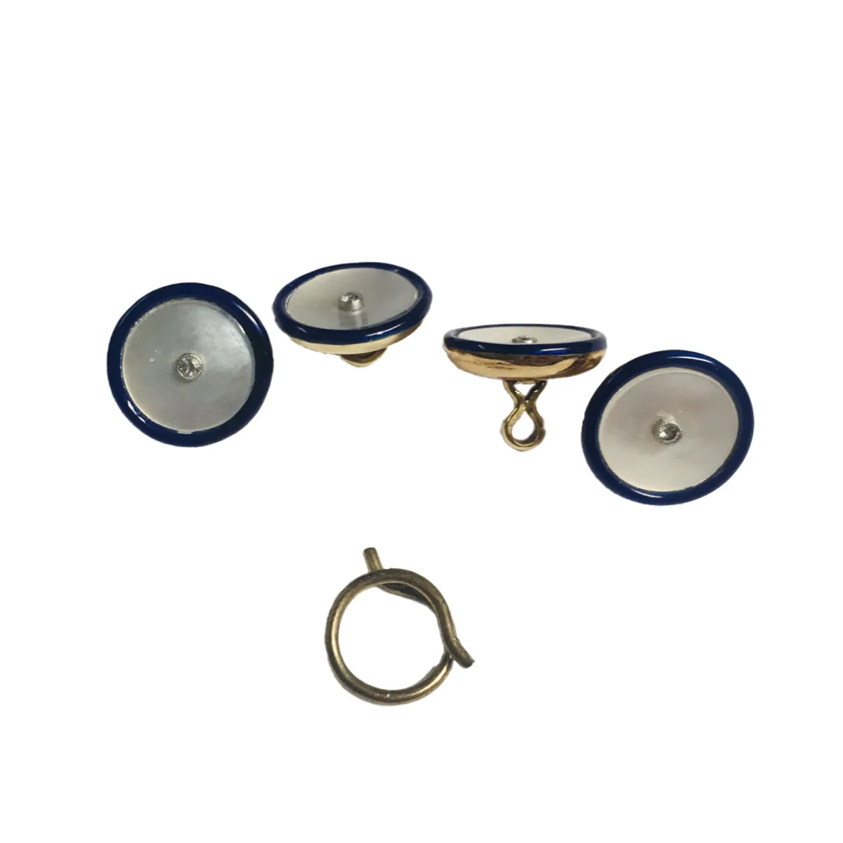 1930s 18KT Yellow Gold Enamel, Diamond & Mother of Pearl Dress Set