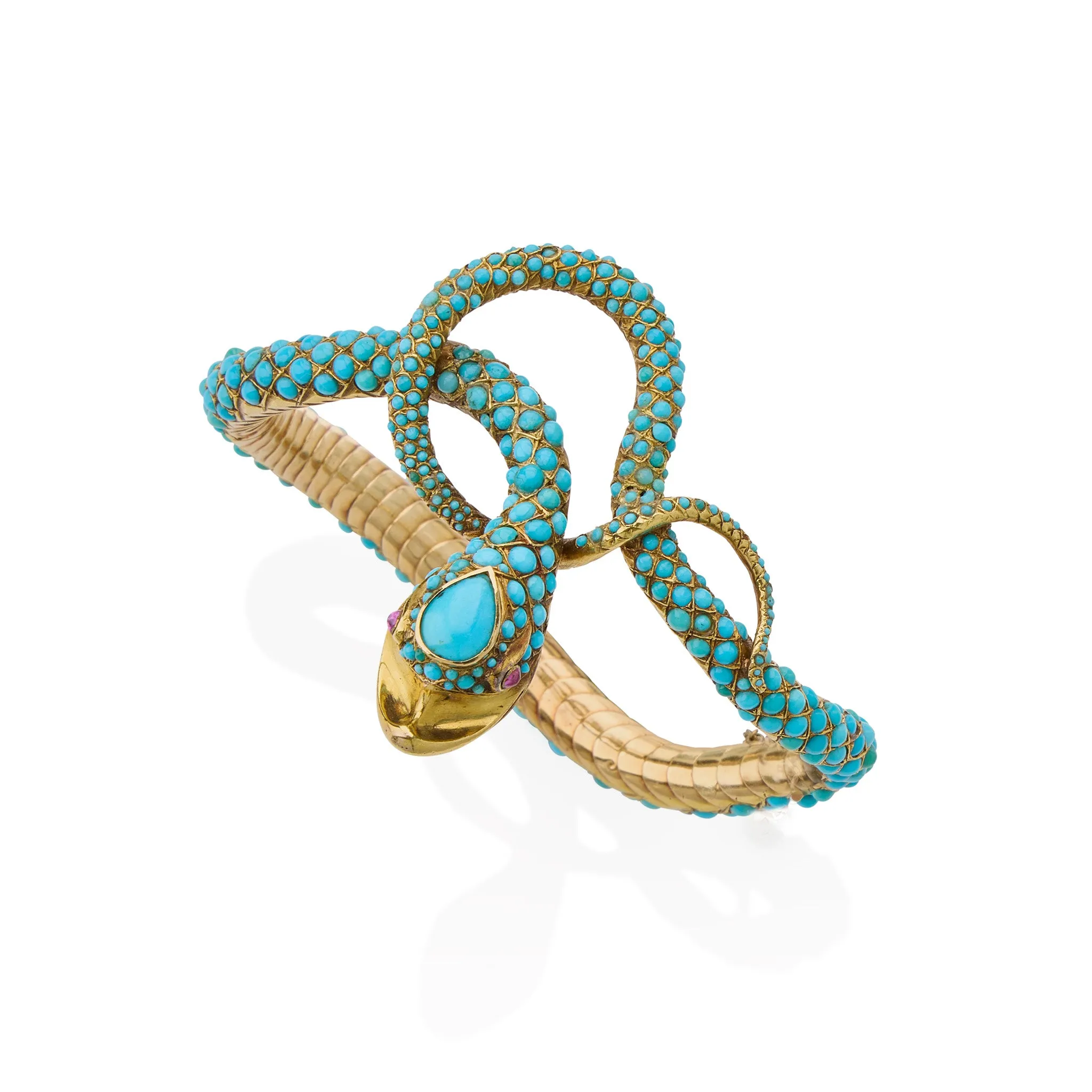Antique Turquoise Snake Bangle Bracelet