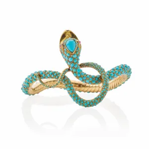 Antique Turquoise Snake Bangle Bracelet