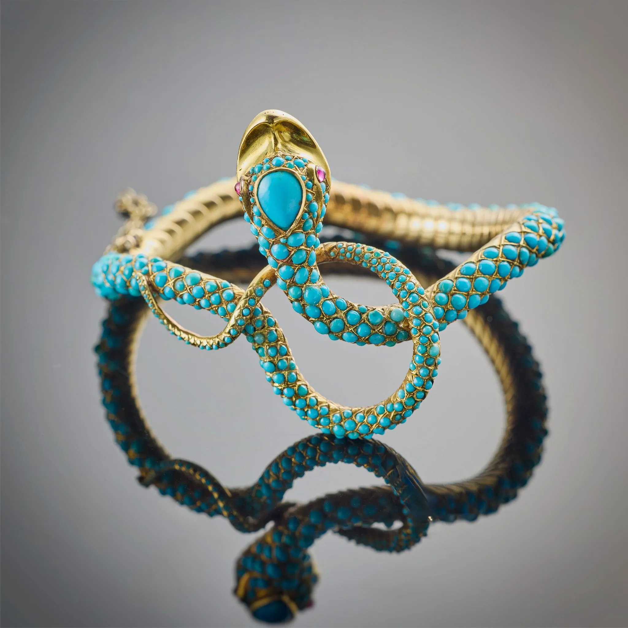 Antique Turquoise Snake Bangle Bracelet