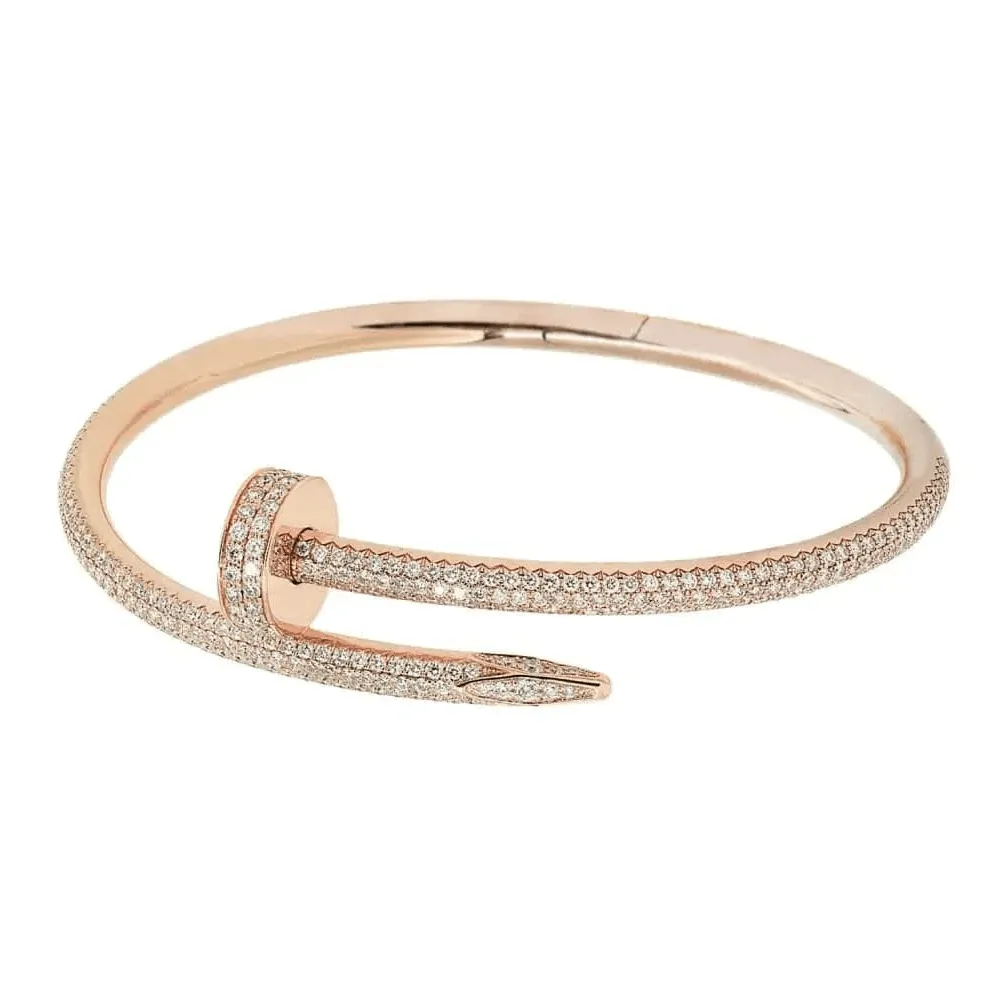 Cartier 1980s 18KT Rose Gold Diamond Juste Un Clou Bracelet