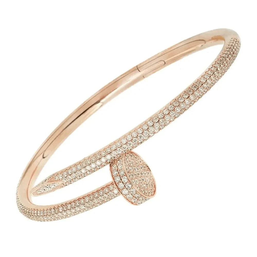Cartier 1980s 18KT Rose Gold Diamond Juste Un Clou Bracelet