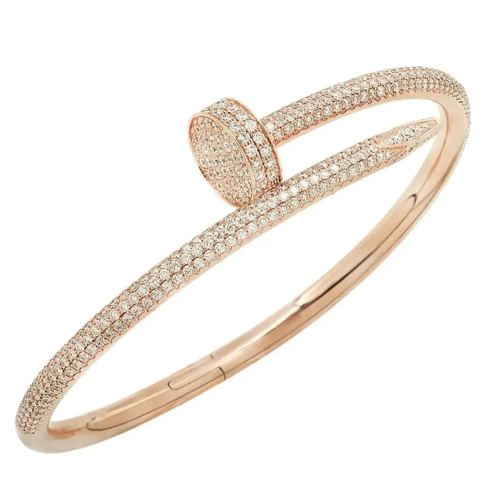 Cartier 1980s 18KT Rose Gold Diamond Juste Un Clou Bracelet