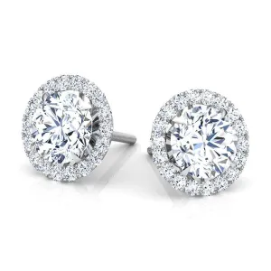 Chelsea - Diamond Studs Earrings with Halo. Total 1.30 & 2.40 Carats