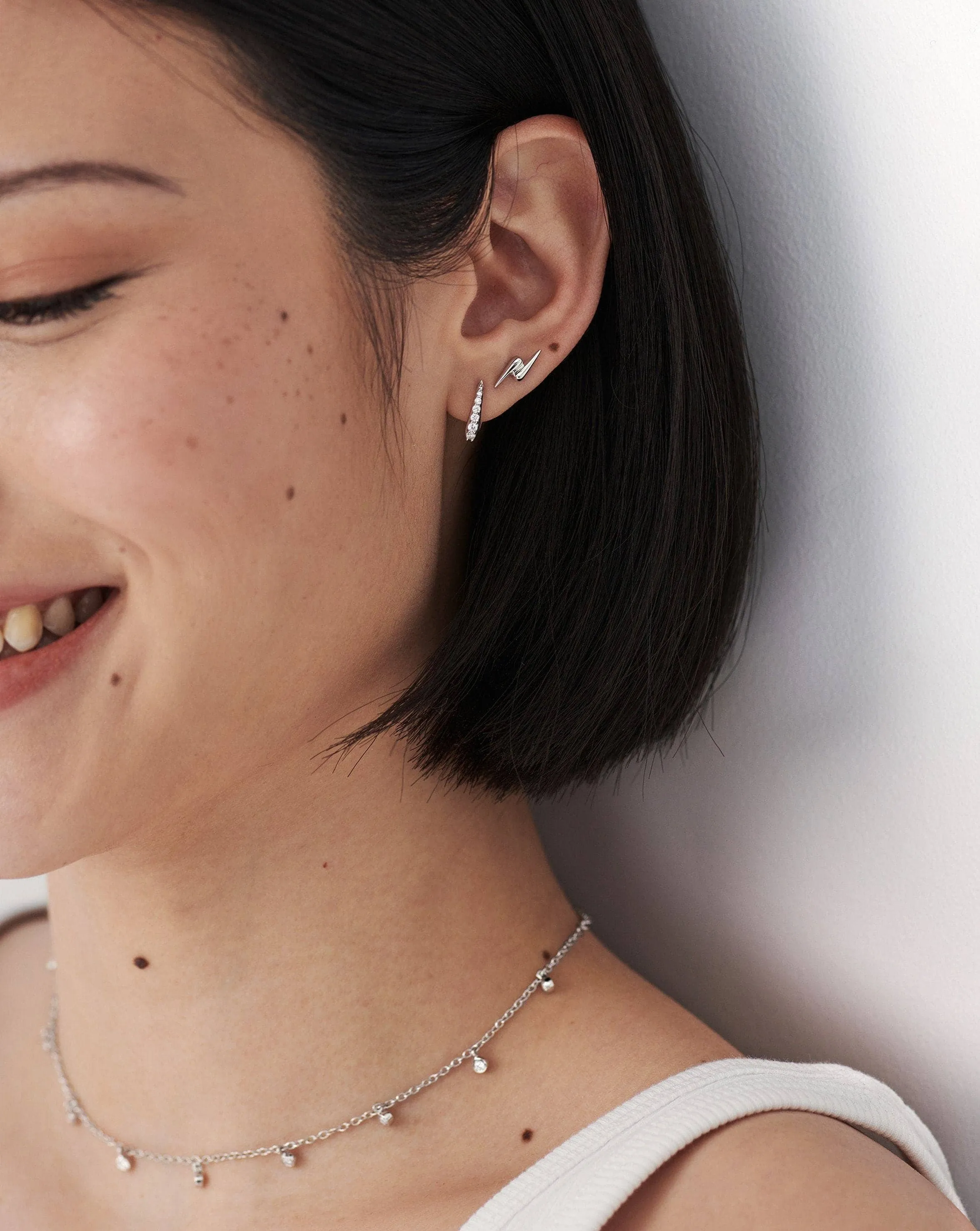 Claw Huggies | Sterling Silver/Pav