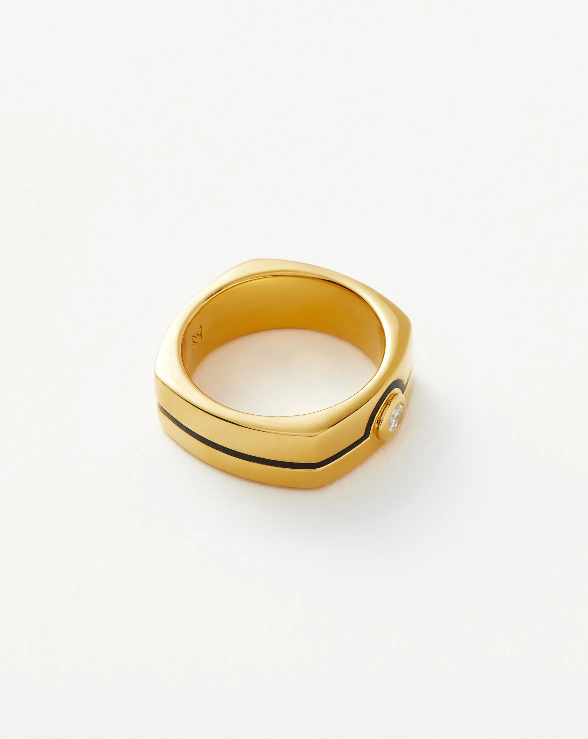 Enamel & Stone Byline Wide Band Ring | 18k Gold Plated/Cubic Zirconia