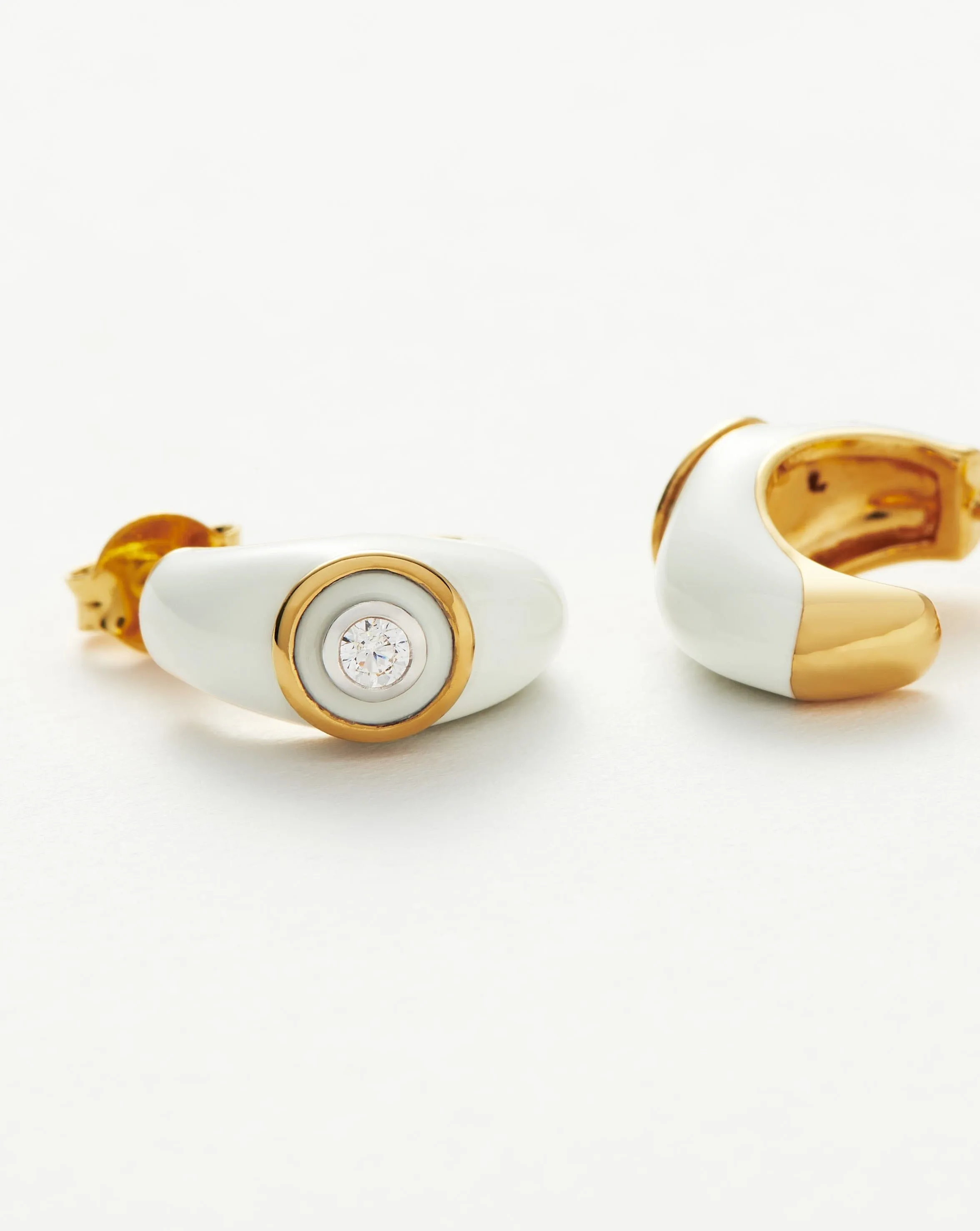 Enamel & Stone Dome Small Hoop Earrings