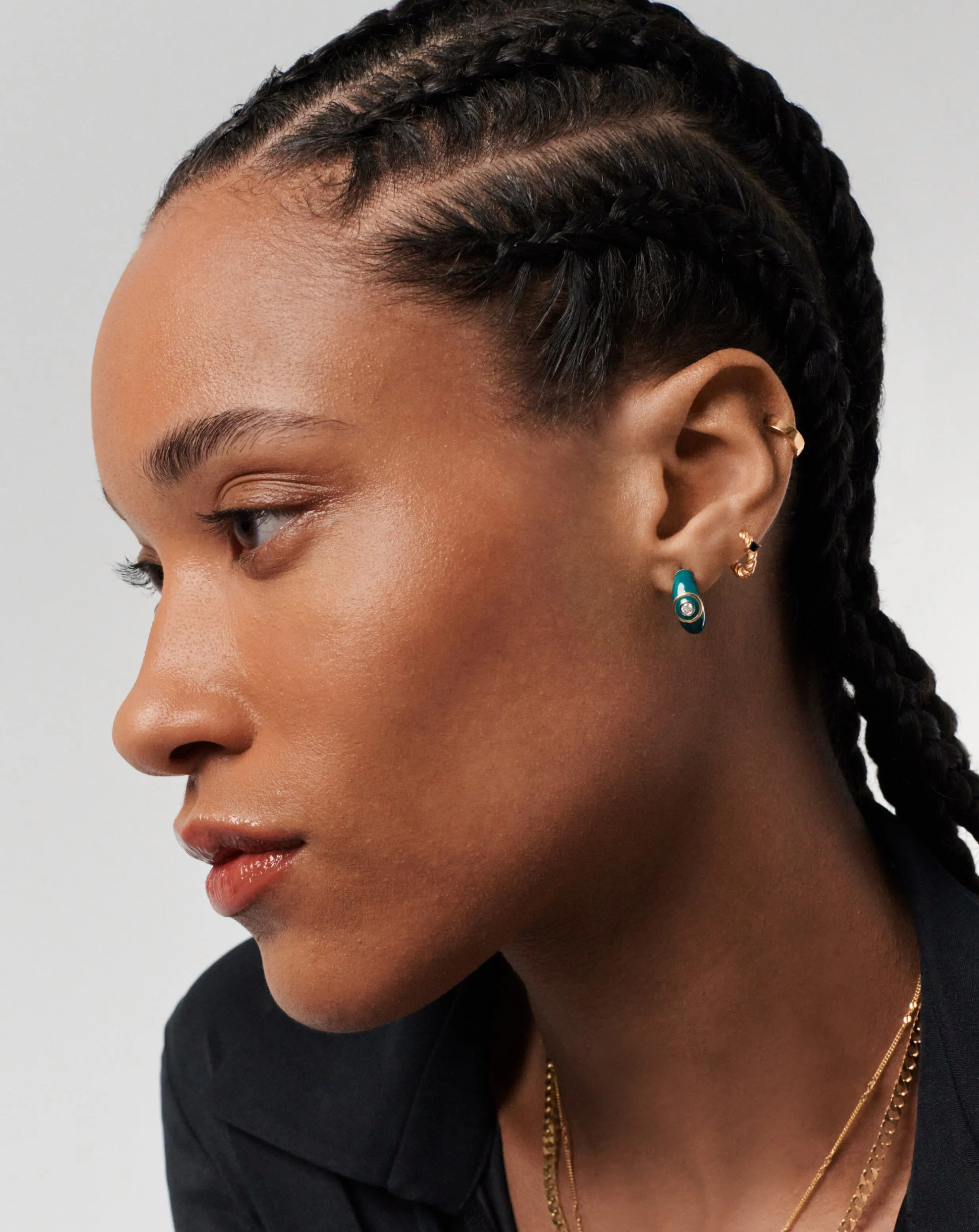 Enamel & Stone Dome Small Hoop Earrings