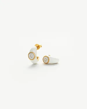 Enamel & Stone Dome Small Hoop Earrings