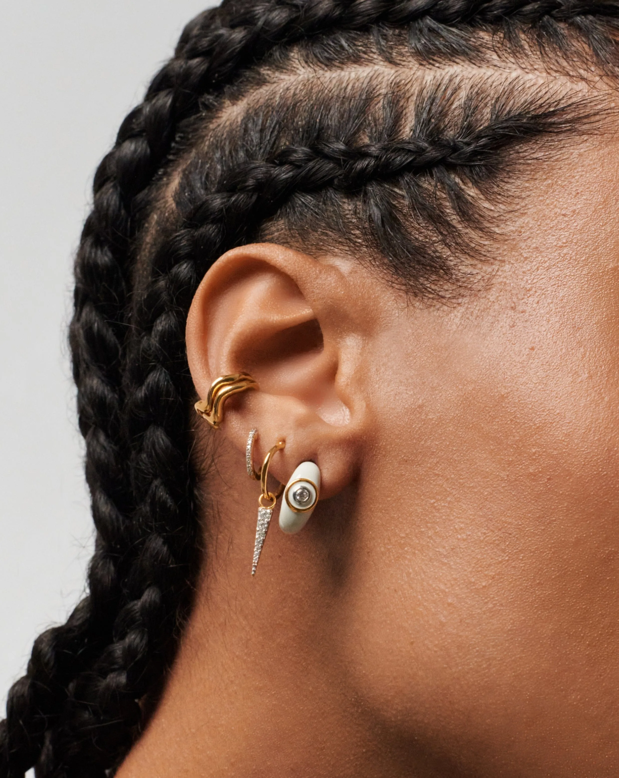 Enamel & Stone Dome Small Hoop Earrings