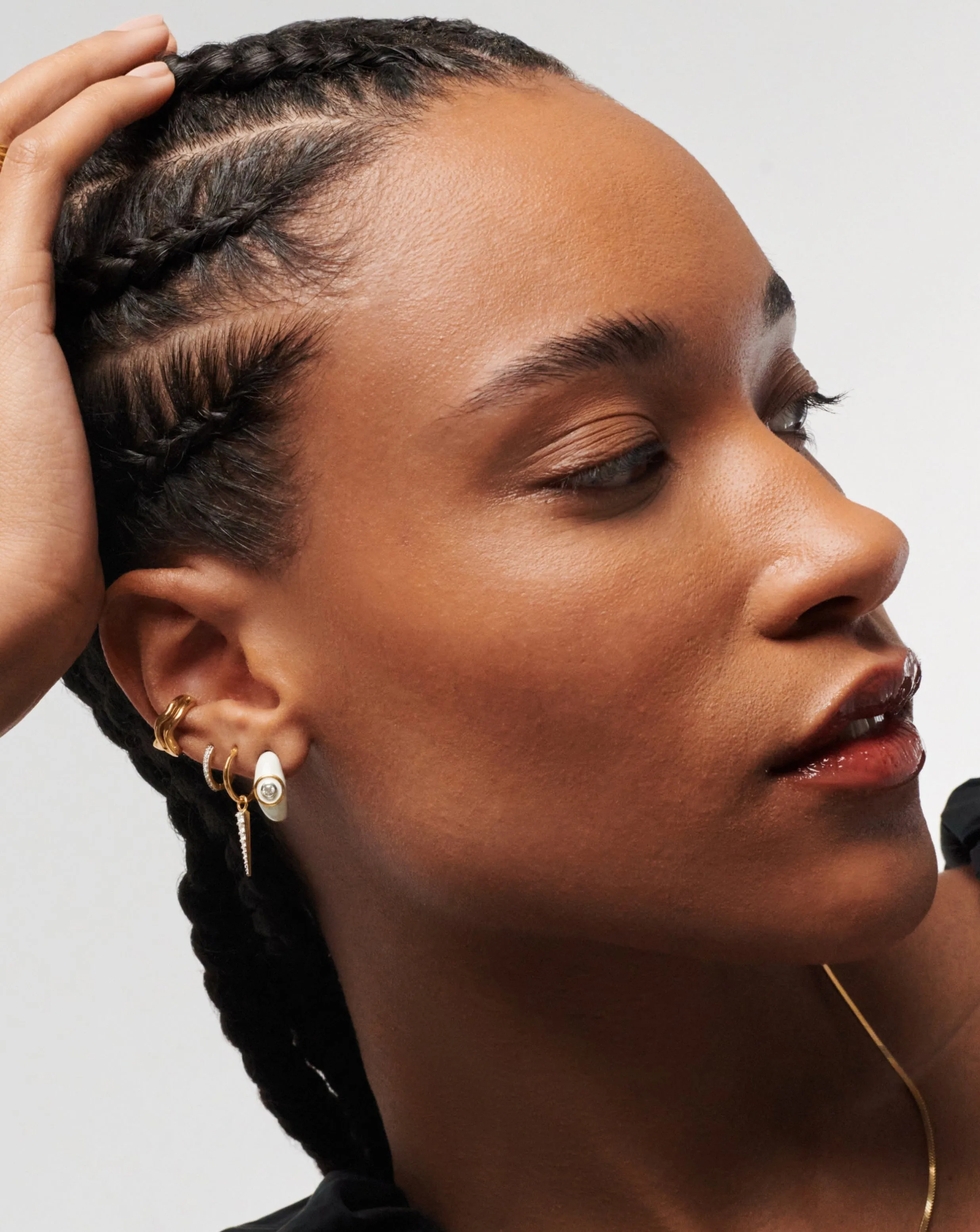 Enamel & Stone Dome Small Hoop Earrings