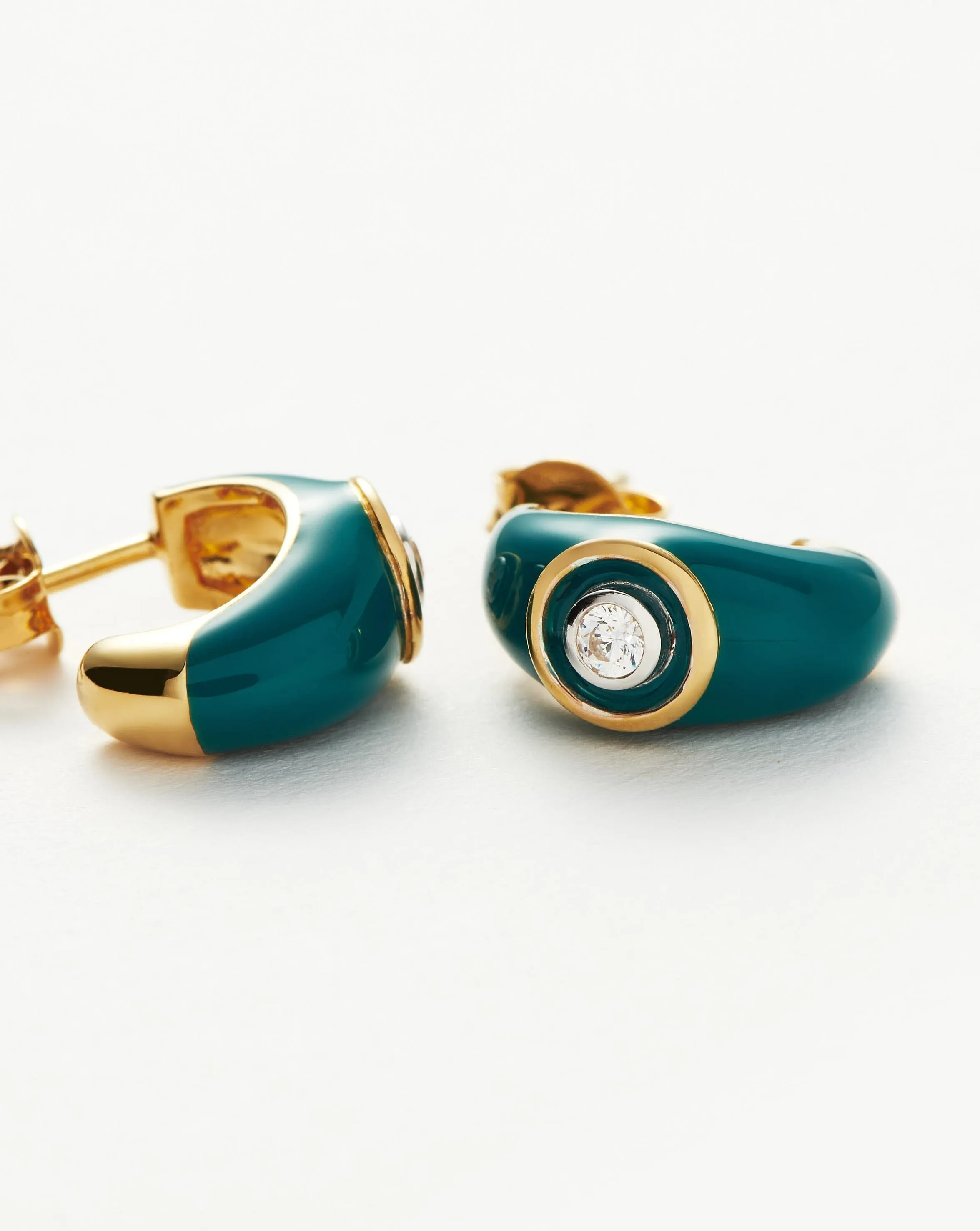 Enamel & Stone Dome Small Hoop Earrings
