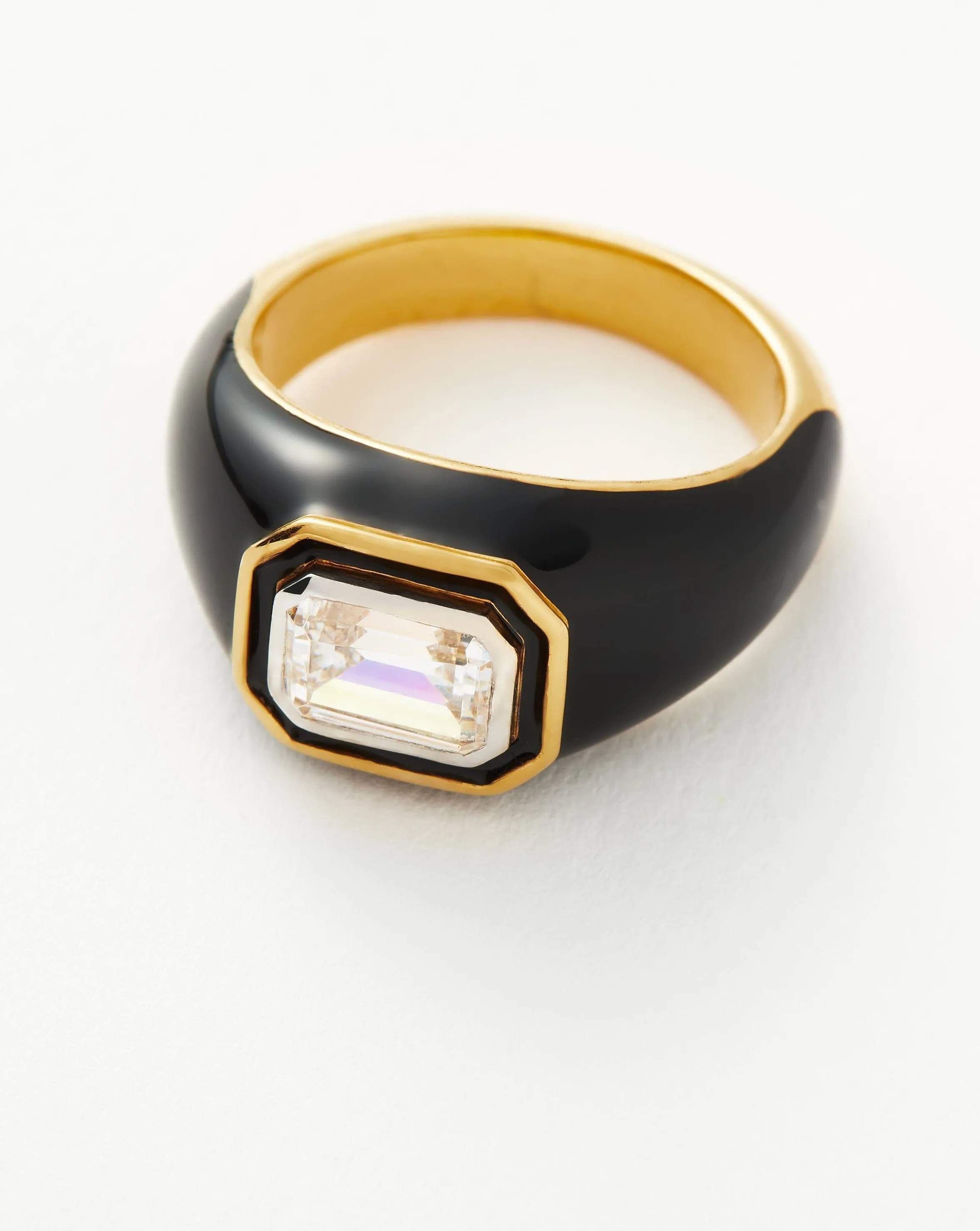 Enamel & Stone Dome Statement Ring | 18k Gold Vermeil/Black