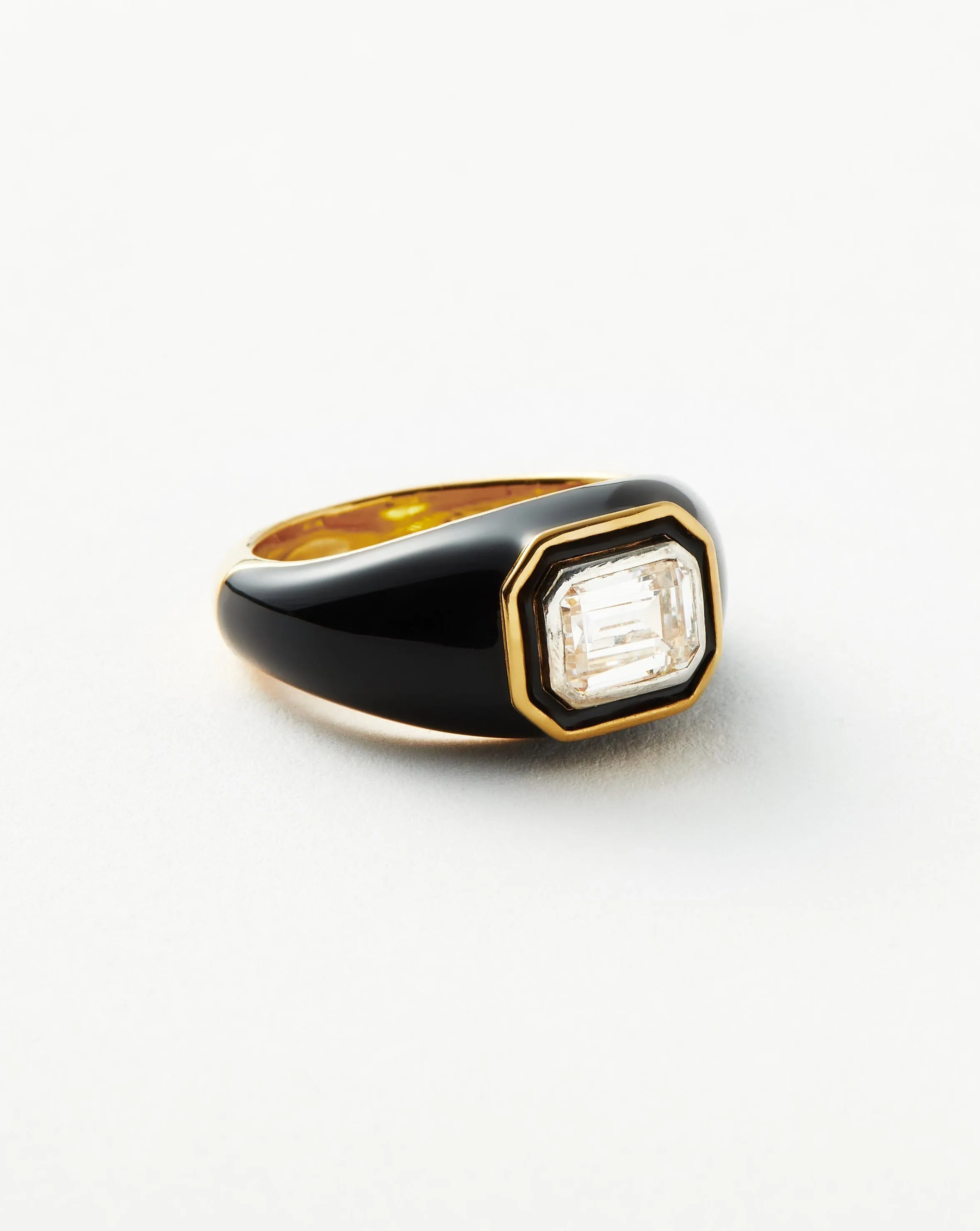 Enamel & Stone Dome Statement Ring | 18k Gold Vermeil/Black