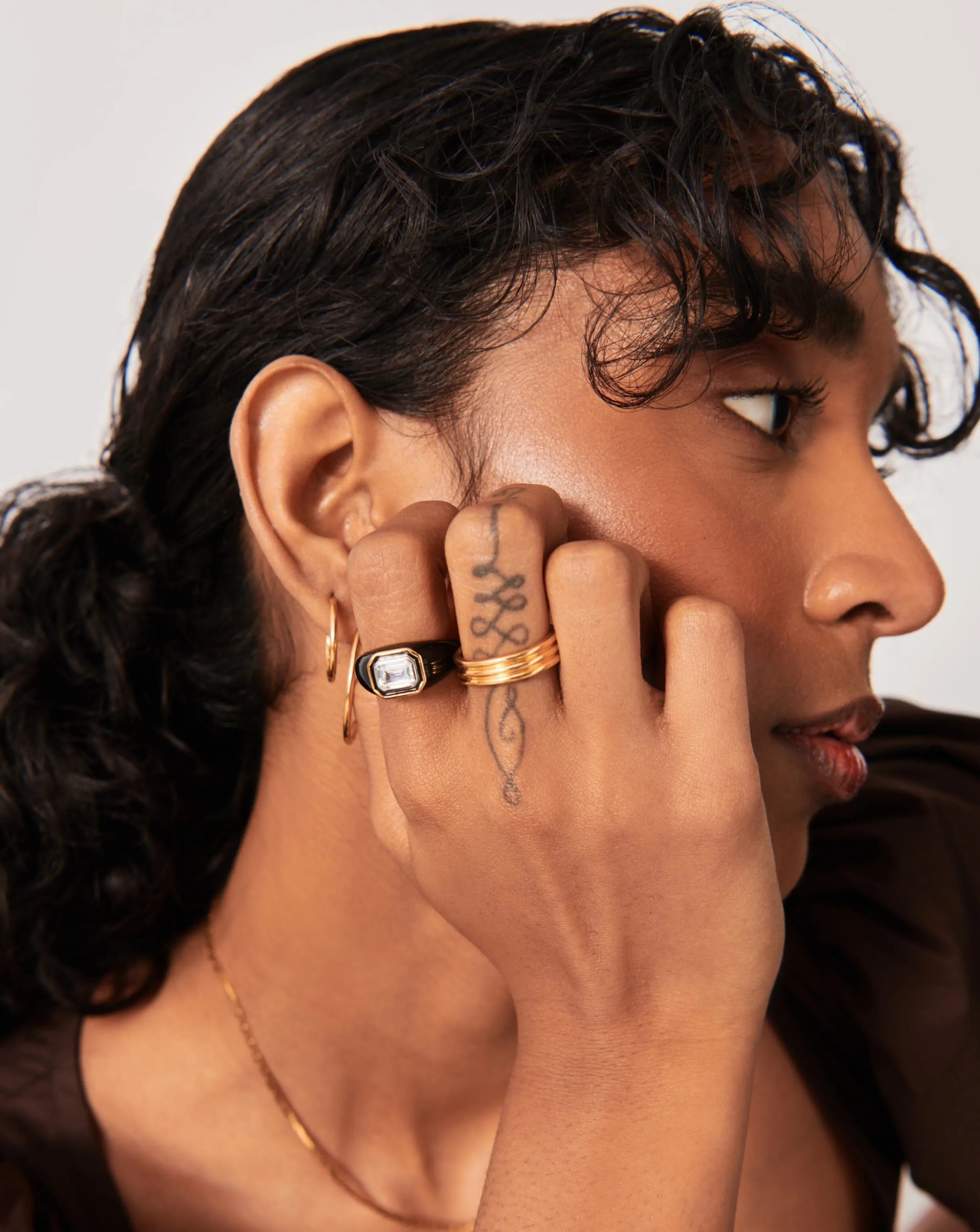 Enamel & Stone Dome Statement Ring | 18k Gold Vermeil/Black