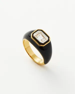Enamel & Stone Dome Statement Ring | 18k Gold Vermeil/Black