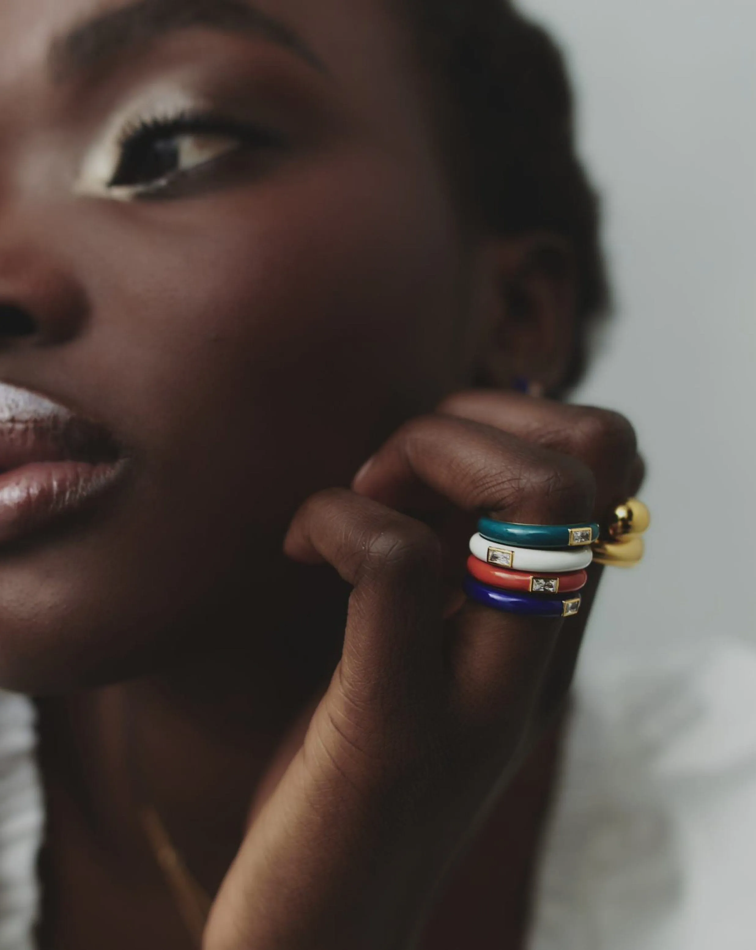 Enamel & Stone Stacking Ring