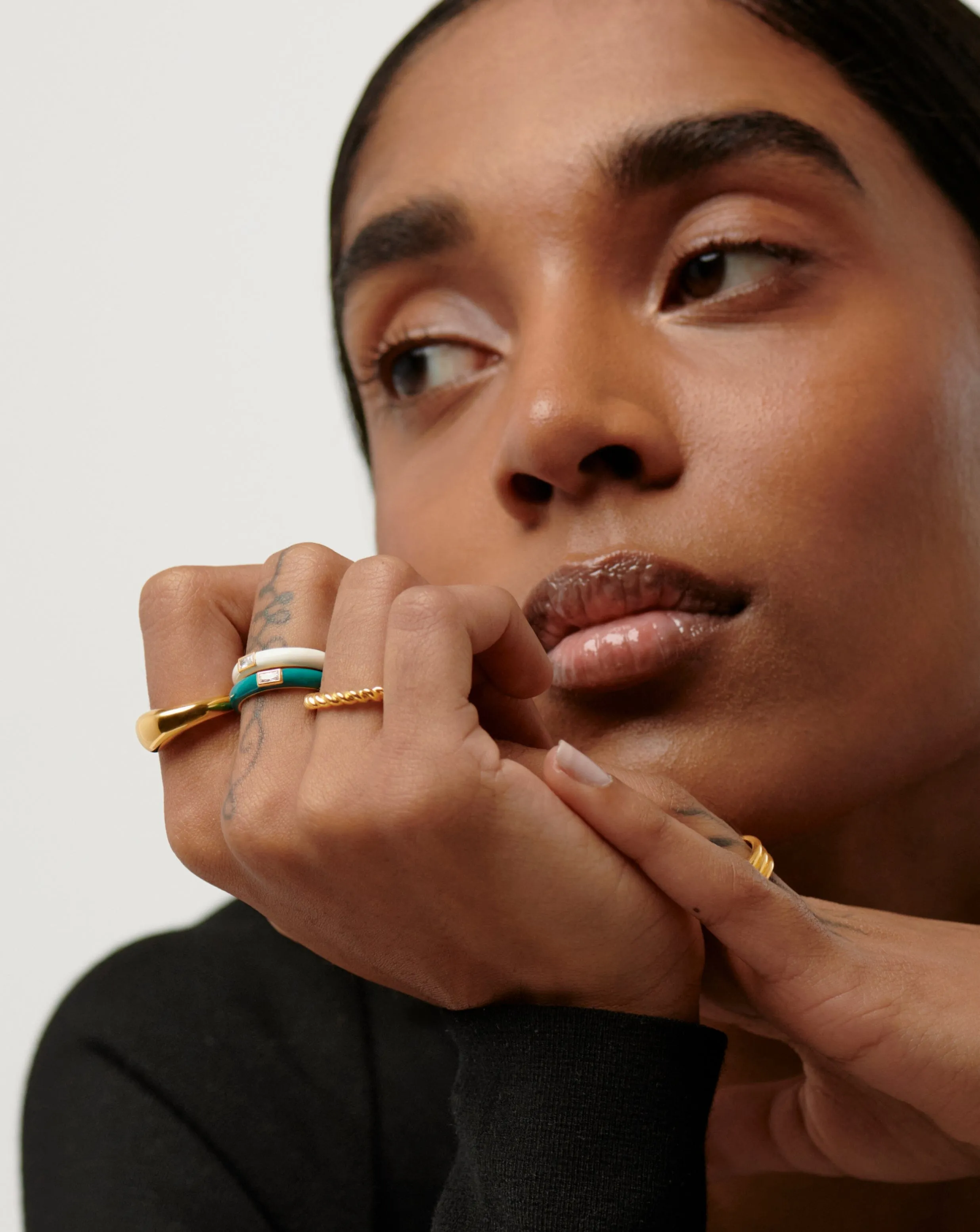 Enamel & Stone Stacking Ring