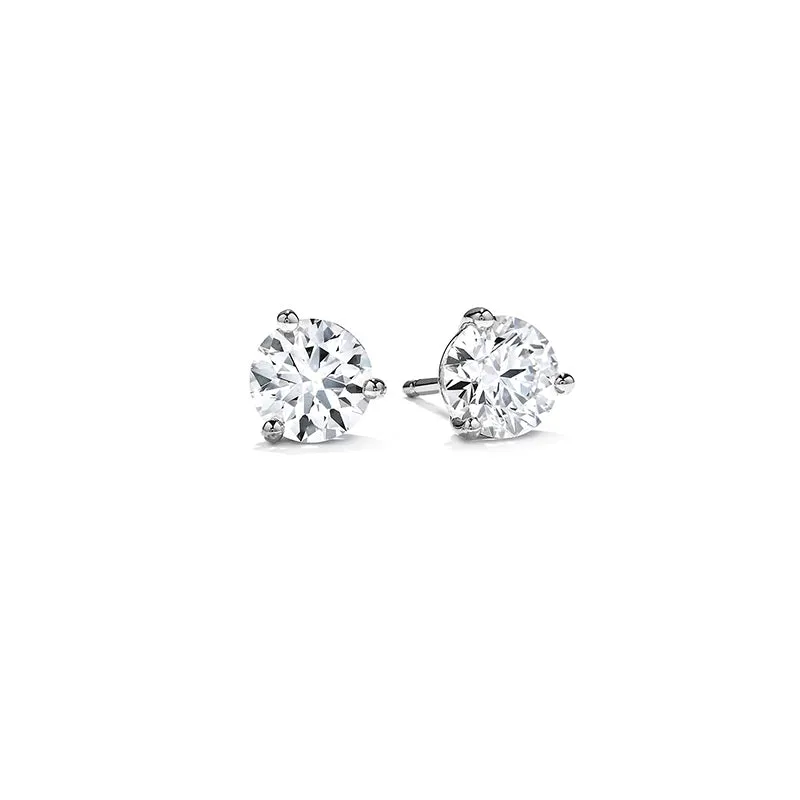 HEARTS ON FIRE 18CT WHITE GOLD THREE PRONG 1.41CT DIAMOND STUD EARRINGS
