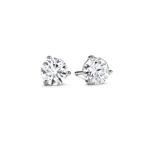 HEARTS ON FIRE 18CT WHITE GOLD THREE PRONG 2.047CT DIAMOND STUD EARRINGS