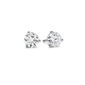 HEARTS ON FIRE 18CT WHITE GOLD THREE PRONG 2.28CT DIAMOND STUD EARRINGS