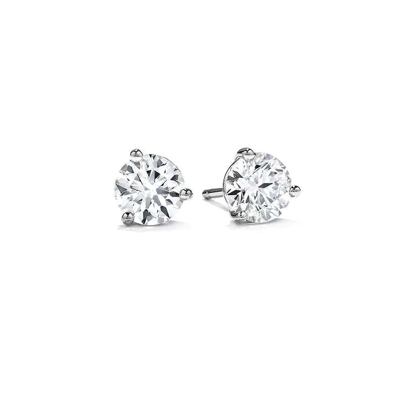 HEARTS ON FIRE 18CT WHITE GOLD THREE PRONG 2.28CT DIAMOND STUD EARRINGS