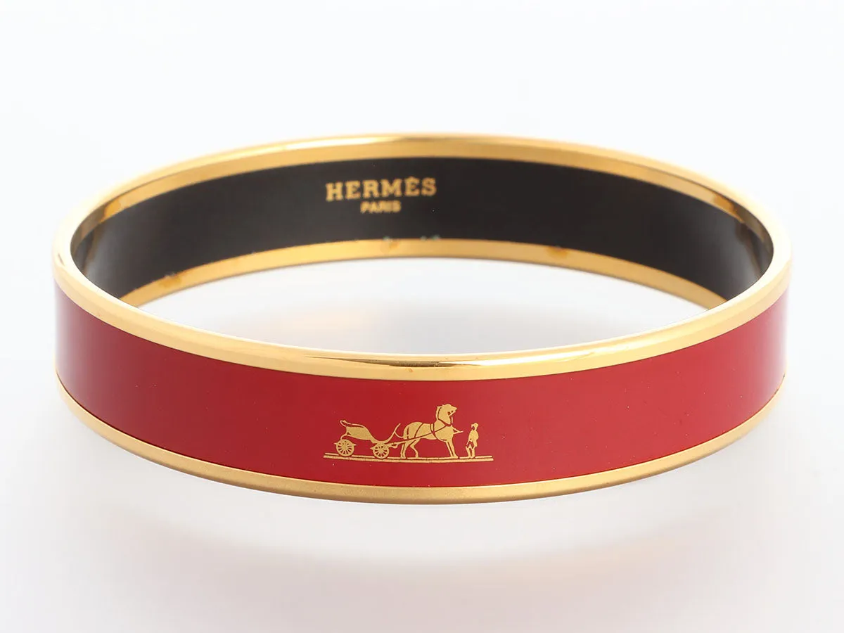 Herms Wide Burgundy Enamel Calche Bangle