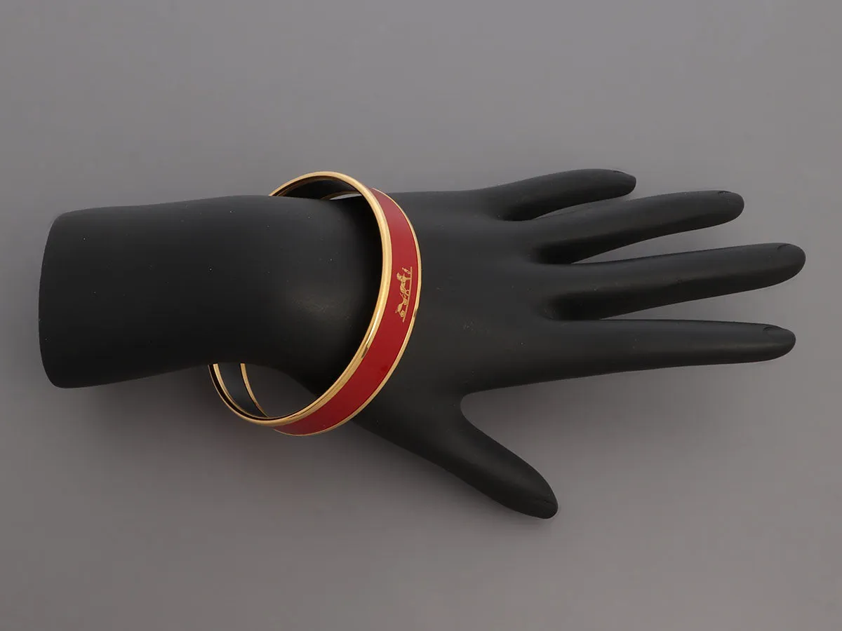 Herms Wide Burgundy Enamel Calche Bangle