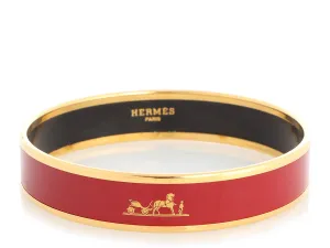 Herms Wide Burgundy Enamel Calche Bangle