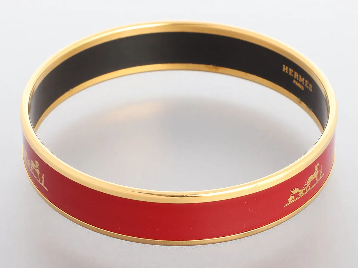 Herms Wide Burgundy Enamel Calche Bangle