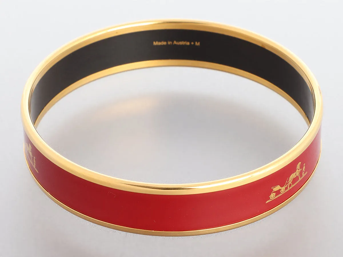Herms Wide Burgundy Enamel Calche Bangle