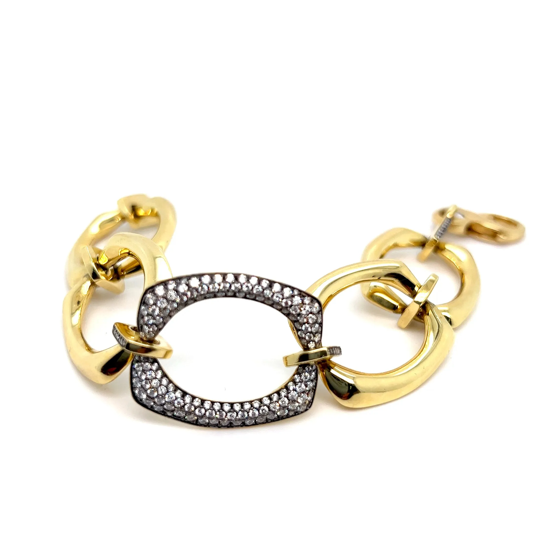 High Polish Large Mod Link Bracelet I Diamonds