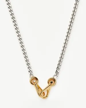Kinetic Chunky Chain Necklace | Mixed Metal Cubic Zirconia