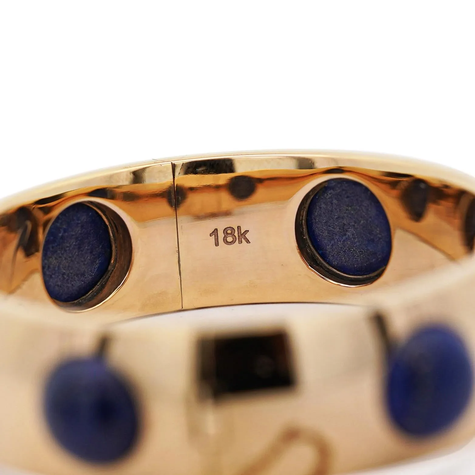 Lapis Lazuli Flush Set 18K Gold Bangle Bracelet