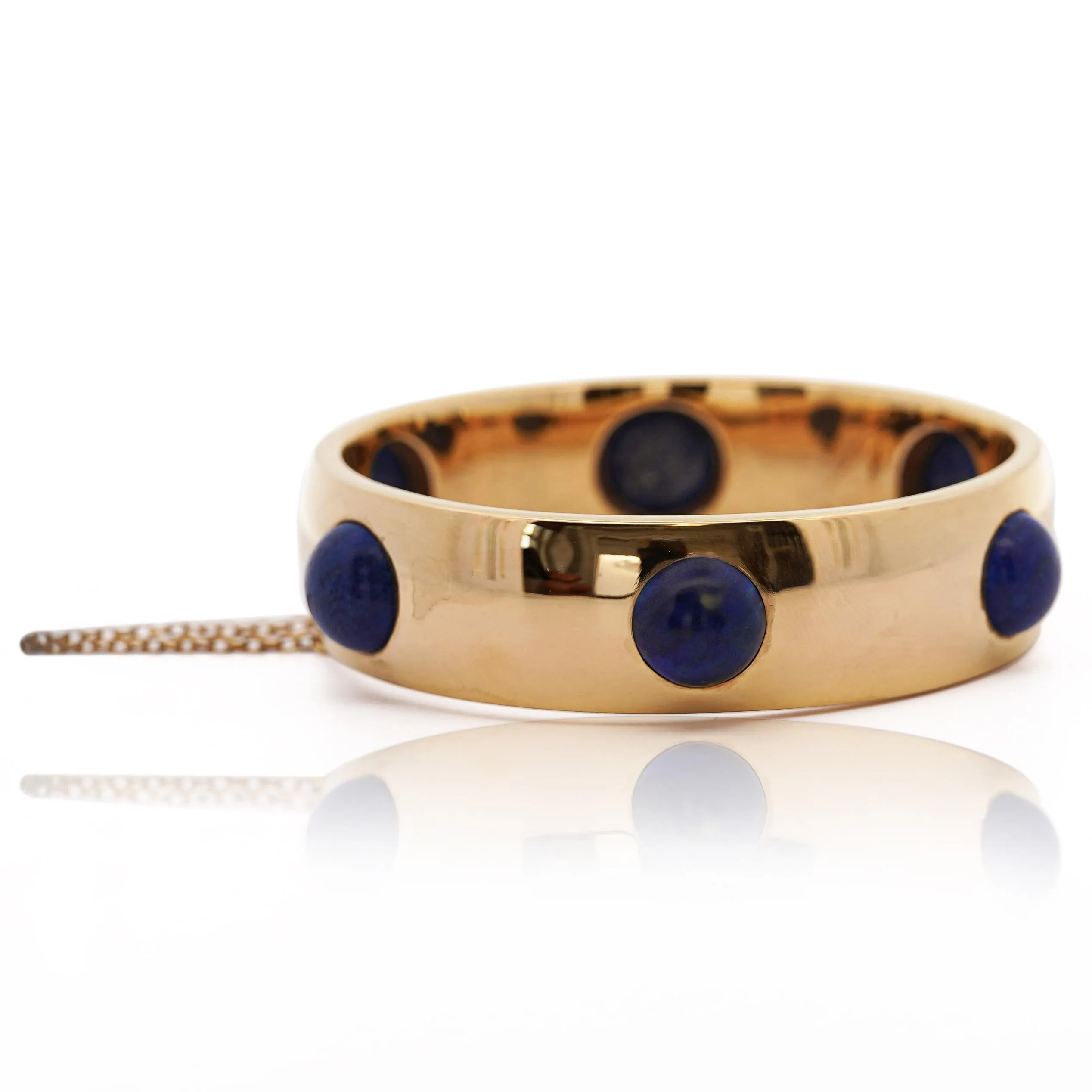 Lapis Lazuli Flush Set 18K Gold Bangle Bracelet