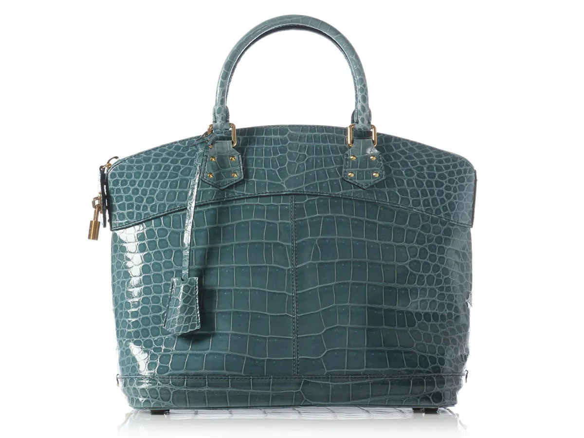 Louis Vuitton Bleu Ciel Crocodile Lockit GM