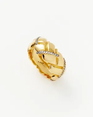 Lucy Williams Chunky Pav Waffle Ring  | 18k Gold Plated/Cubic Zirconia