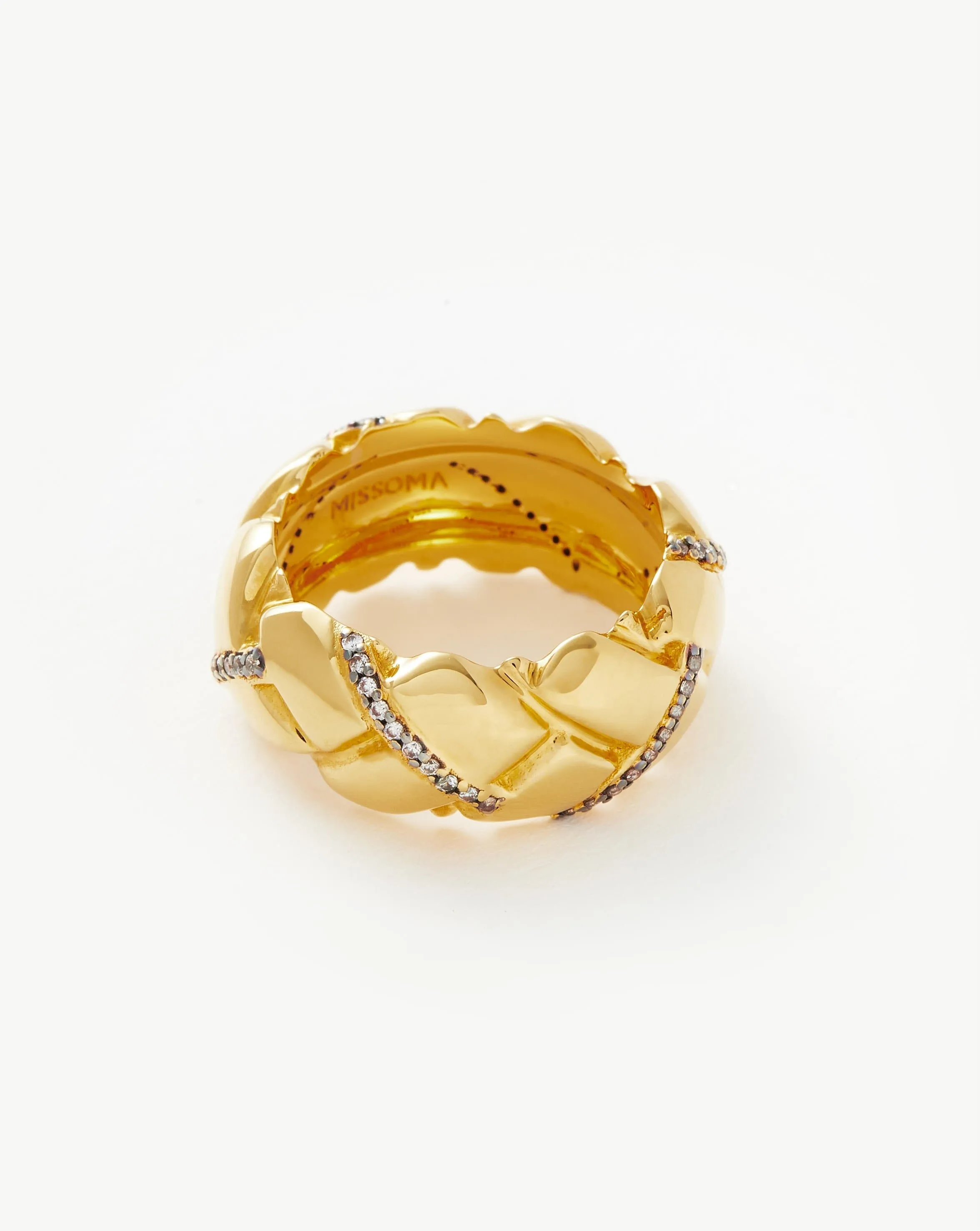 Lucy Williams Chunky Pav Waffle Ring  | 18k Gold Plated/Cubic Zirconia