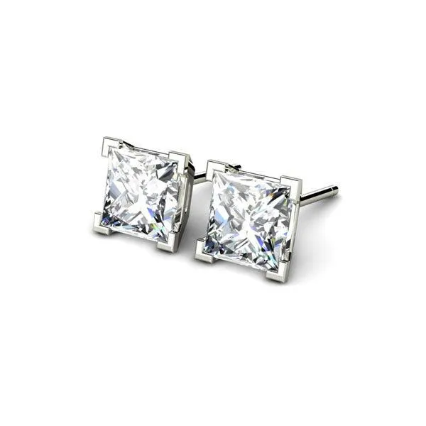 Madison IGI Cert Princess Cut Lab Grown Diamond Ear Studs E VS2 - Total 1.00 Carats