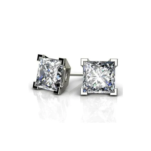 Madison IGI Cert Princess Cut Lab Grown Diamond Ear Studs E VS2 - Total 1.00 Carats